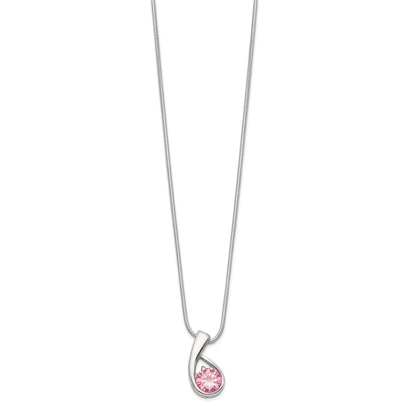 Sterling Silver Pink CZ Necklace