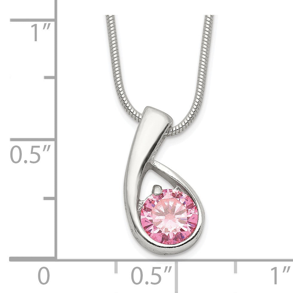 Sterling Silver Pink CZ Necklace