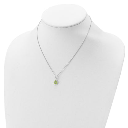 Sterling Silver Peridot Flower Pendant Necklace