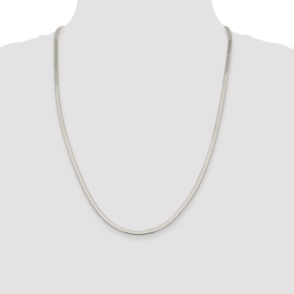 Sterling Silver Rhodium-plated 3mm Magic Herringbone Chain