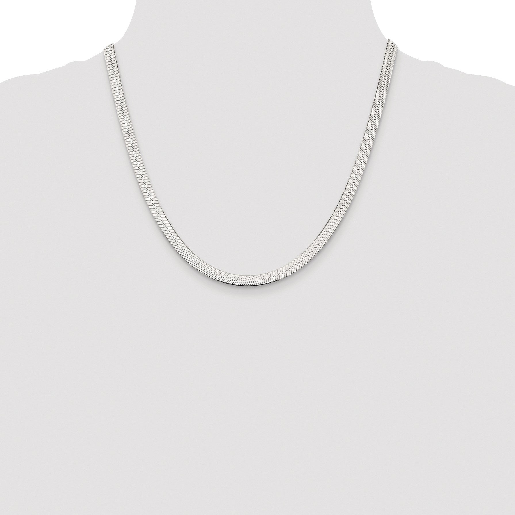 Sterling Silver Rhodium-plated 5.25mm Magic Herringbone Chain