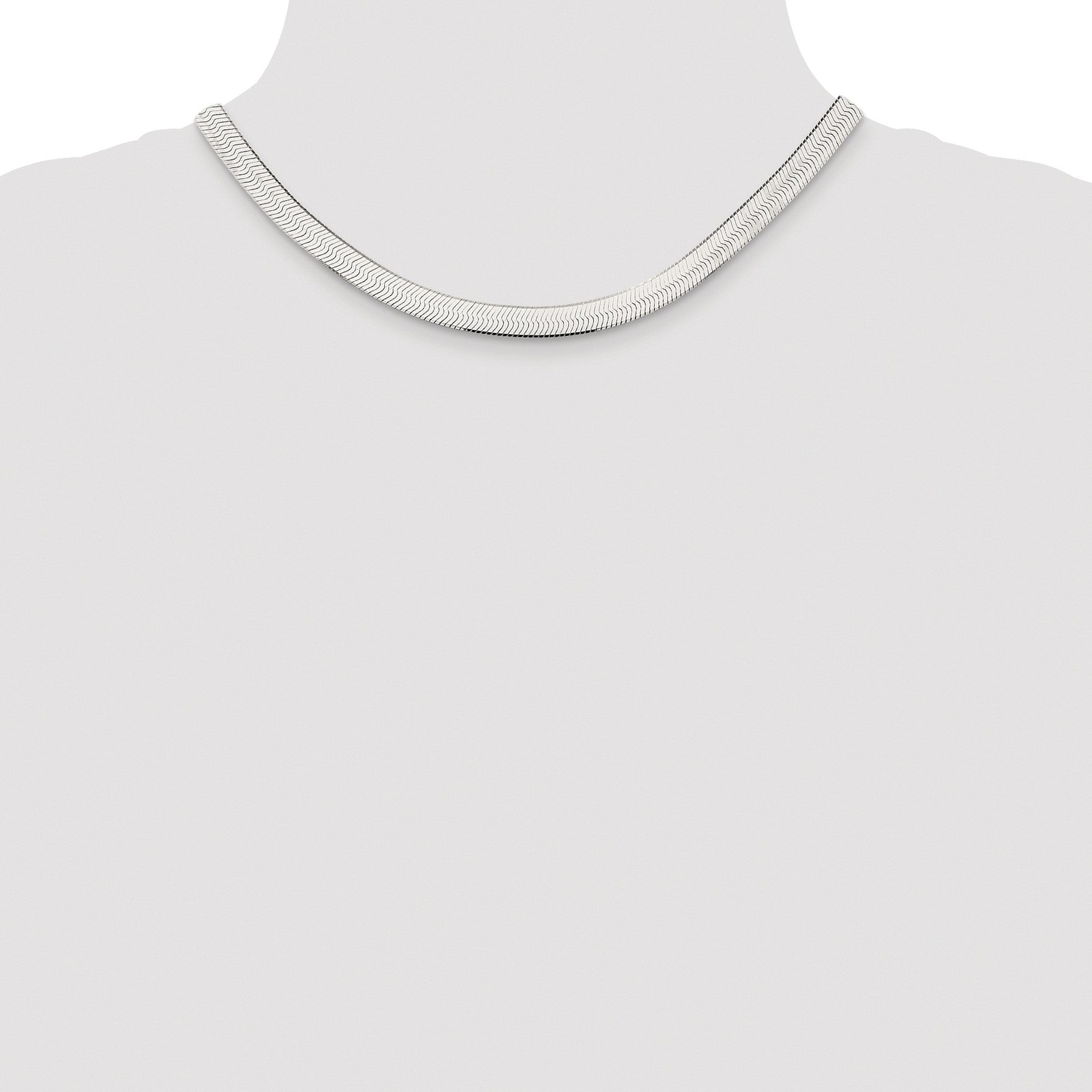 Sterling Silver Rhodium-plated 7.3mm Magic Herringbone Chain