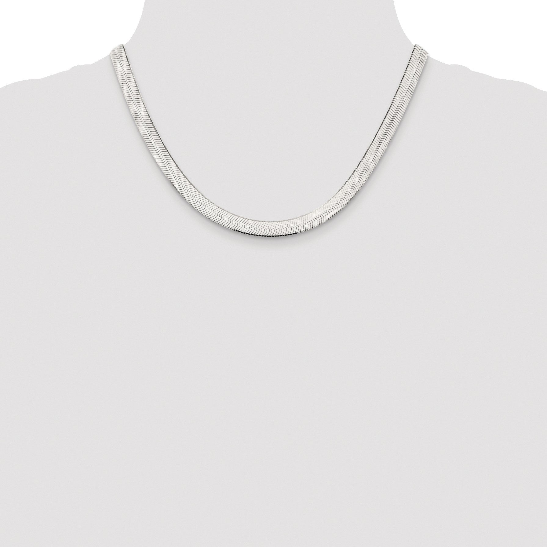 Sterling Silver Rhodium-plated 7.3mm Magic Herringbone Chain