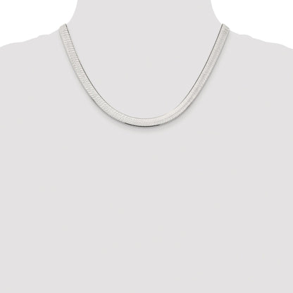 Sterling Silver Rhodium-plated 7.3mm Magic Herringbone Chain
