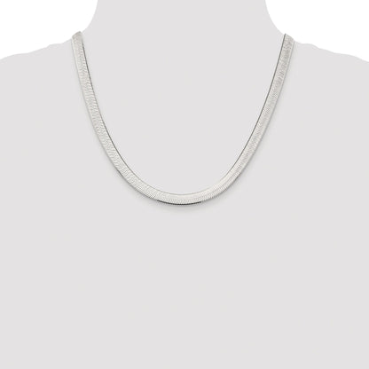Sterling Silver Rhodium-plated 7.3mm Magic Herringbone Chain