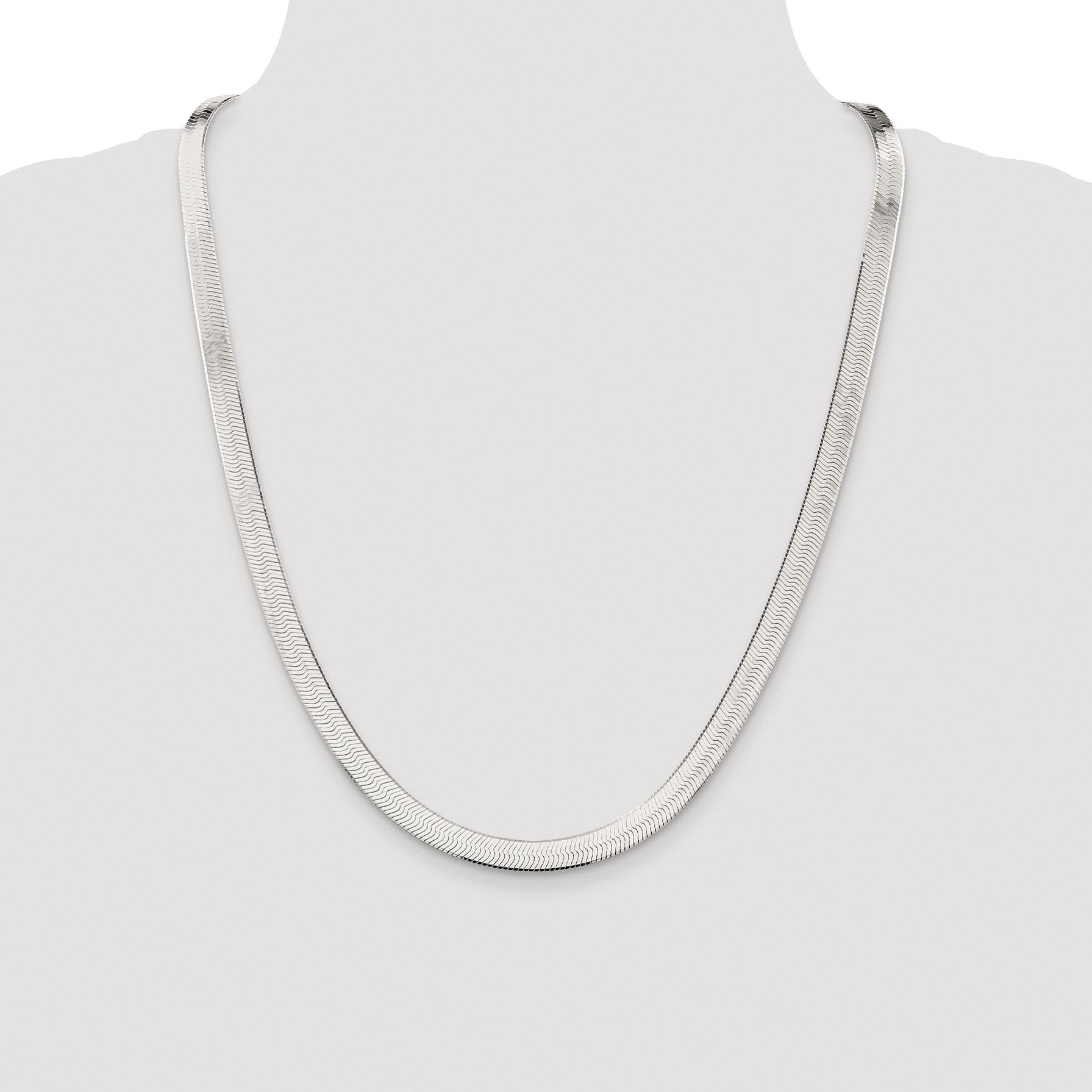 Sterling Silver Rhodium-plated 7.3mm Magic Herringbone Chain