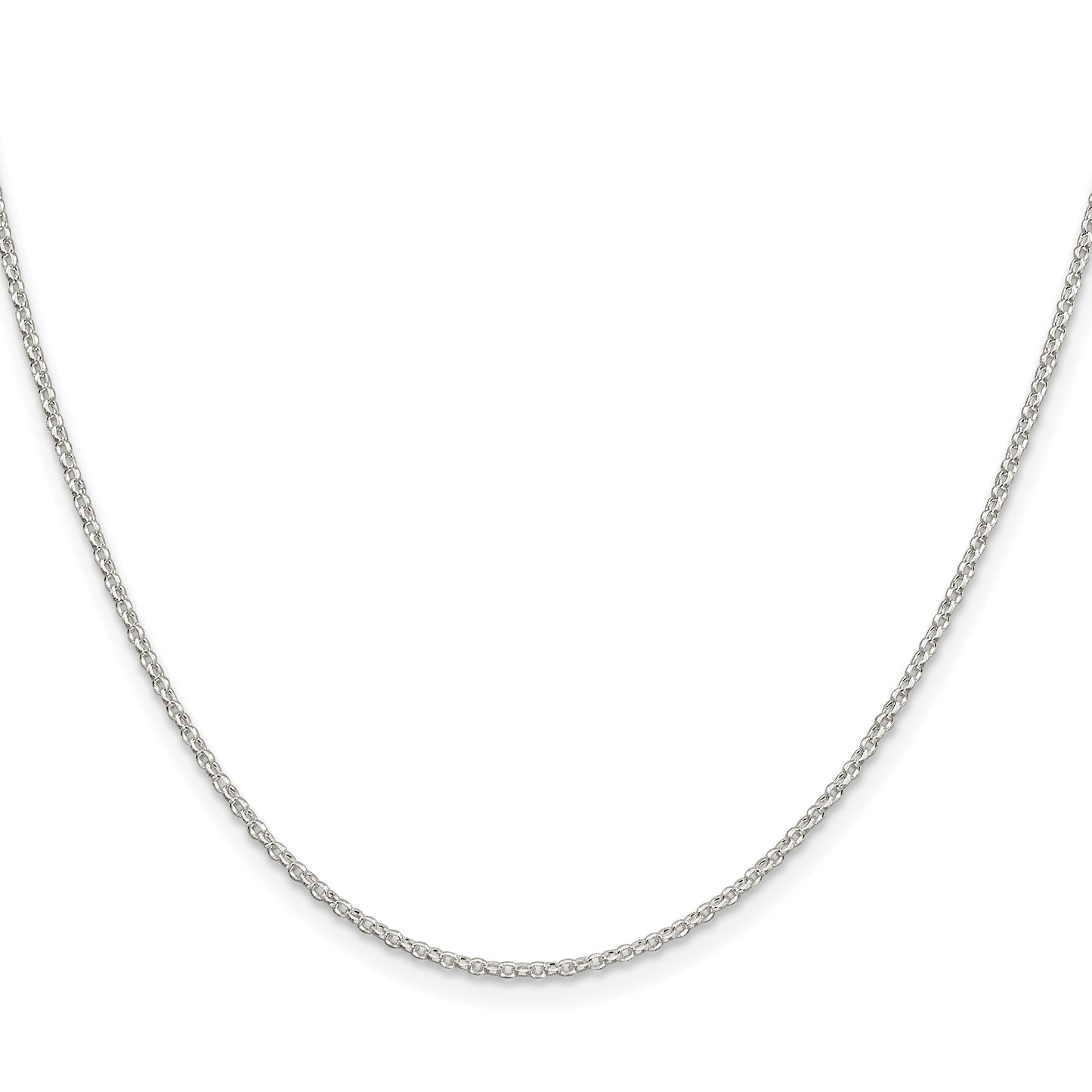 Sterling Silver Rhodium-plated 1.5mm Diamond-cut Rolo Cable Chain