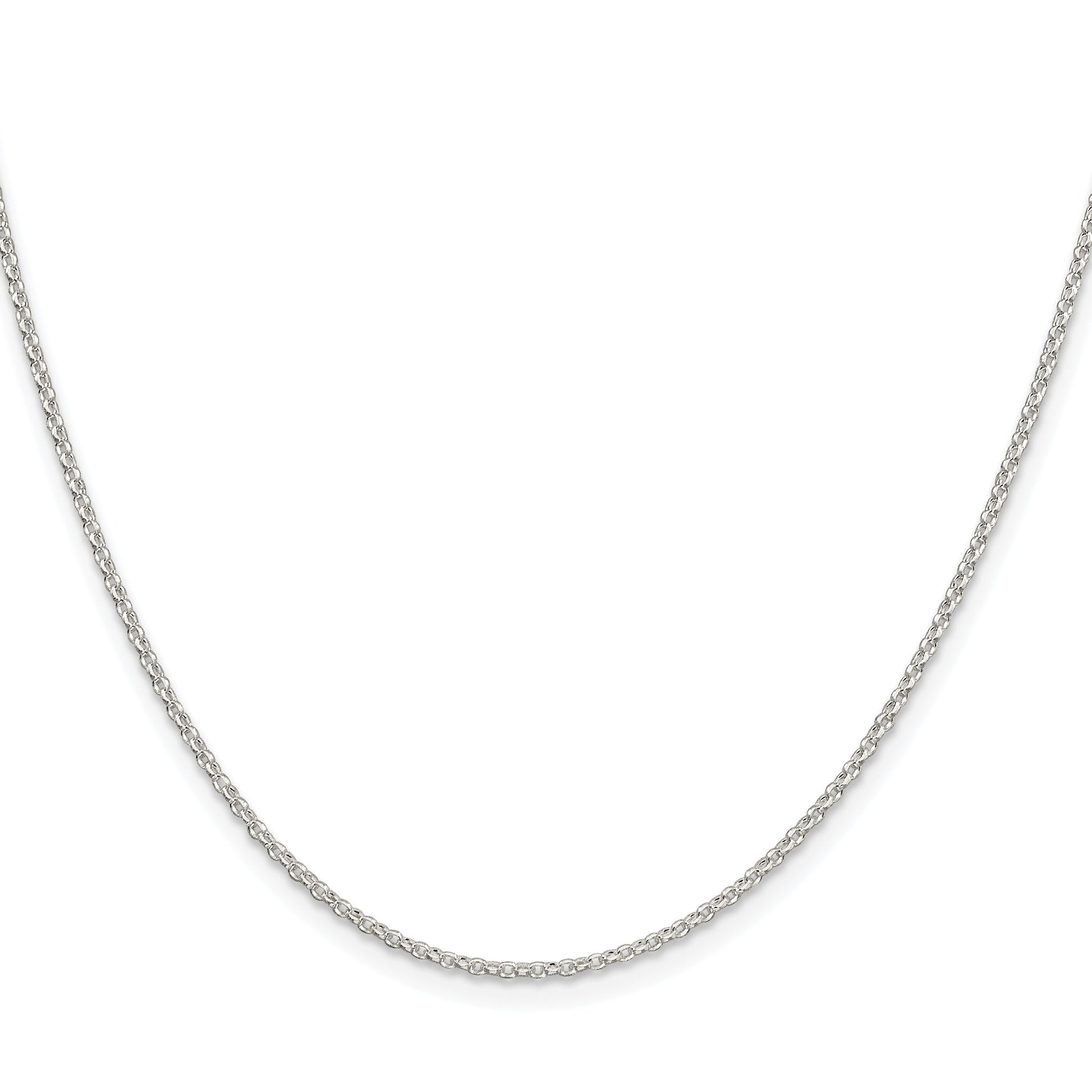 Sterling Silver Rhodium-plated 1.5mm Diamond-cut Rolo Cable Chain