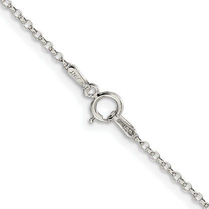 Sterling Silver Rhodium-plated 1.5mm Diamond-cut Rolo Cable Chain