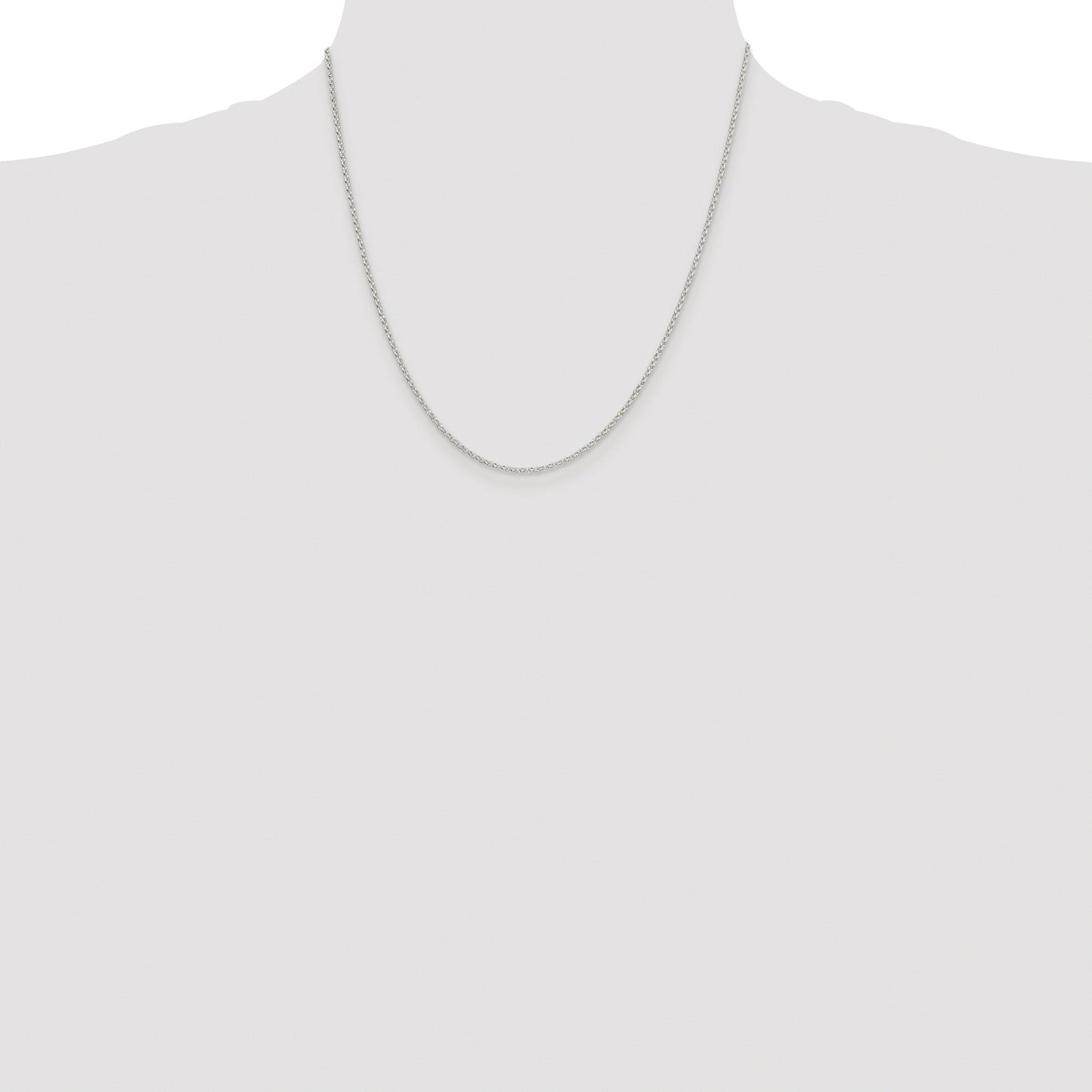 Sterling Silver Rhodium-plated 1.5mm Diamond-cut Rolo Cable Chain