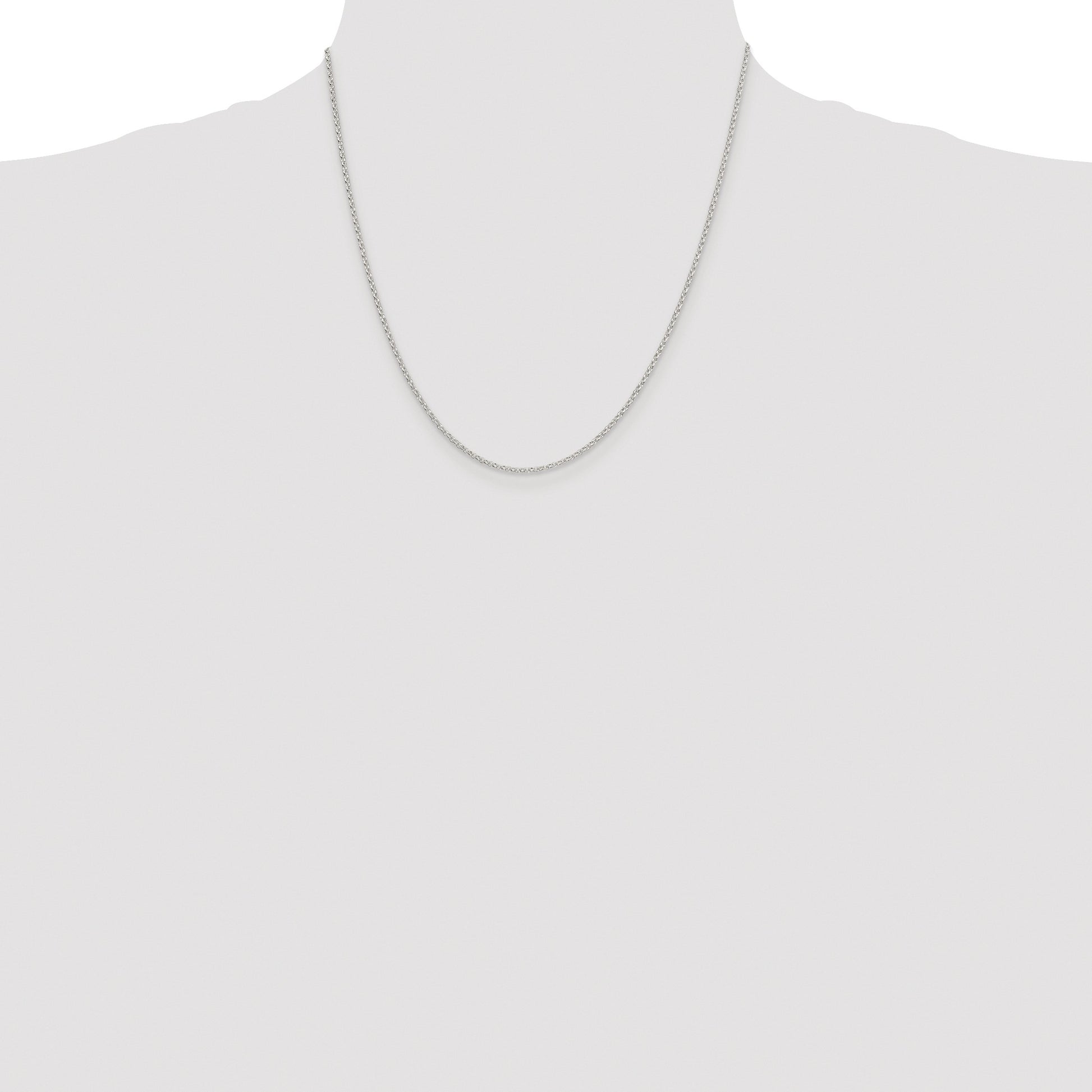 Sterling Silver Rhodium-plated 1.5mm Diamond-cut Rolo Cable Chain