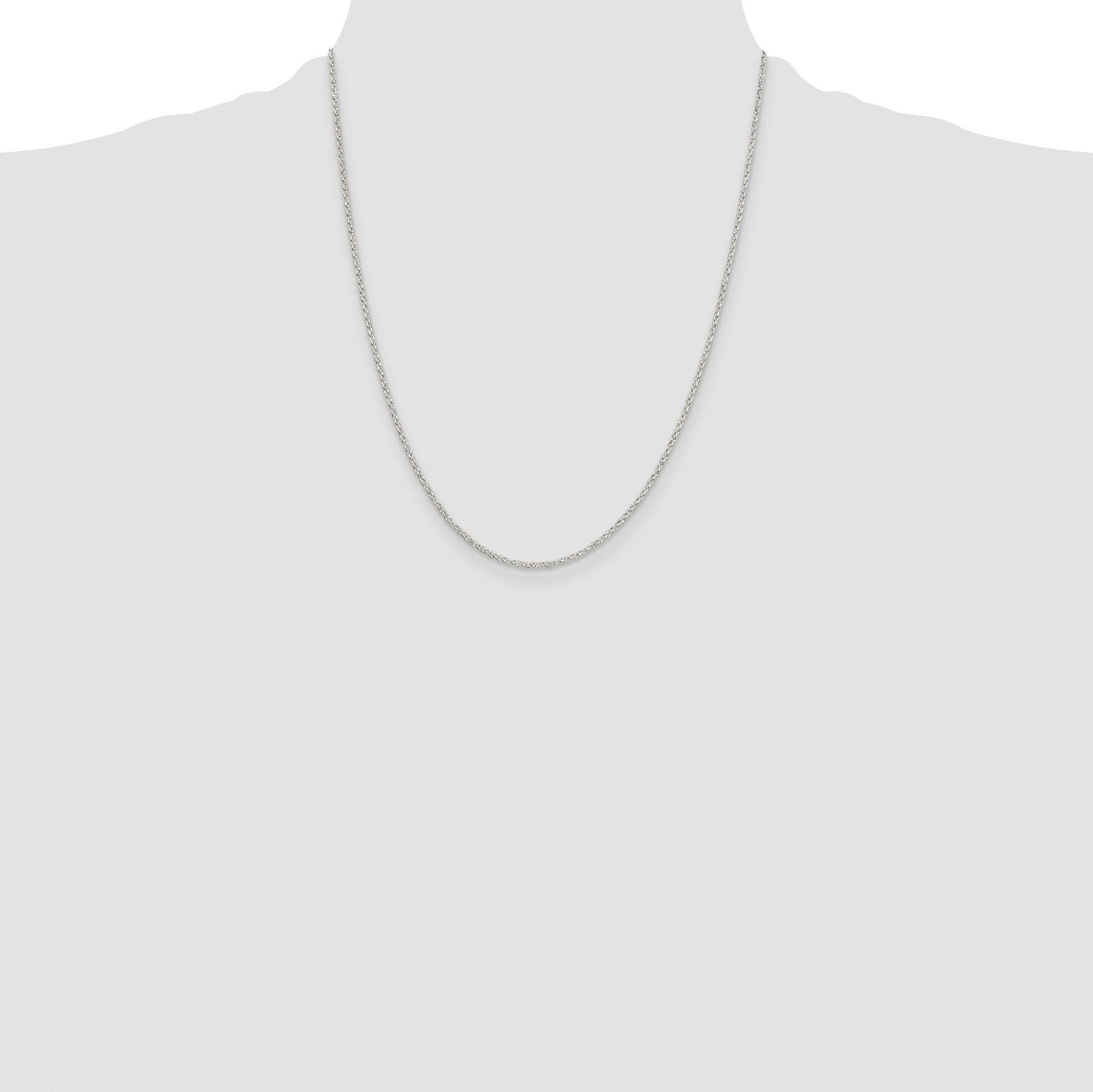 Sterling Silver Rhodium-plated 1.5mm Diamond-cut Rolo Cable Chain