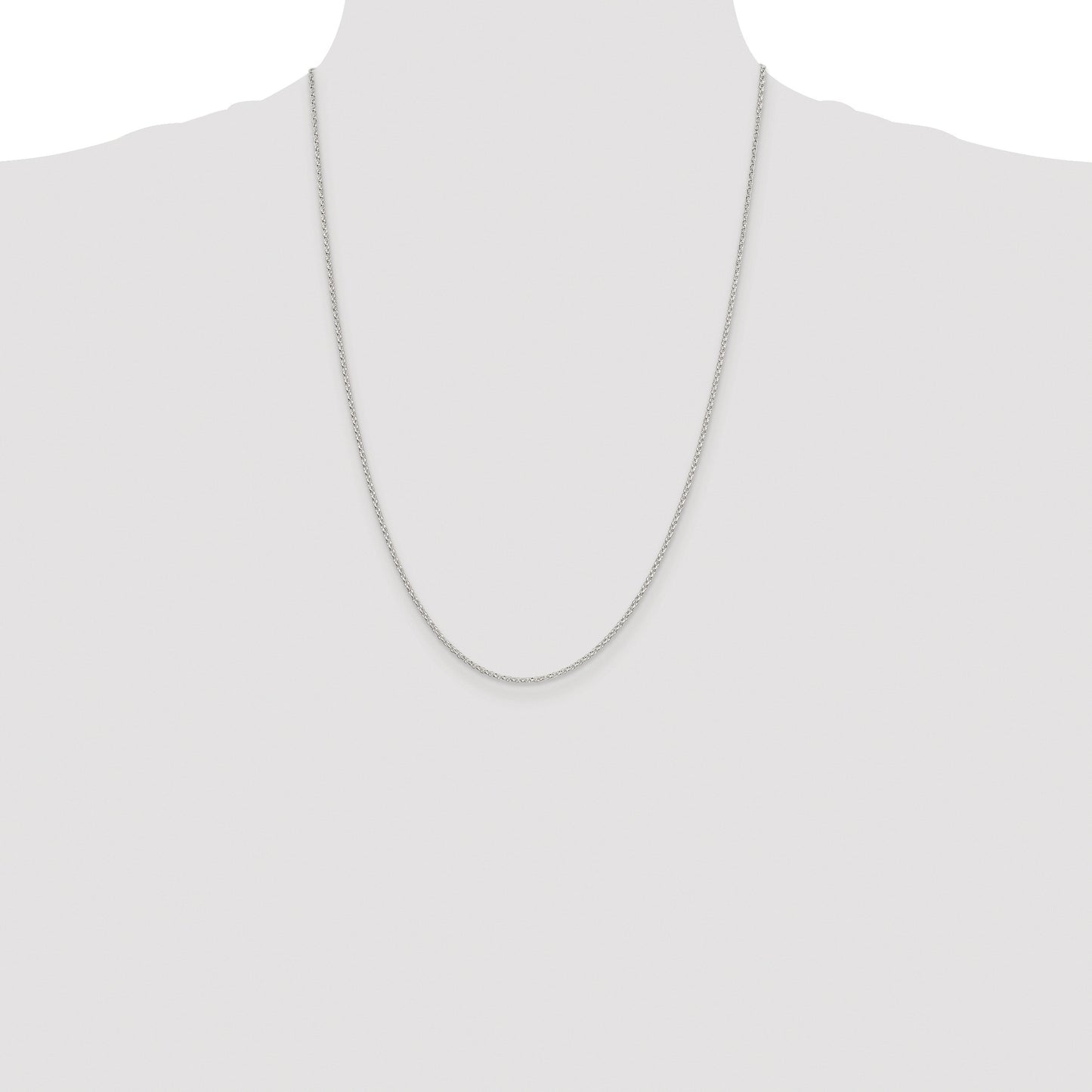 Sterling Silver Rhodium-plated 1.5mm Diamond-cut Rolo Cable Chain