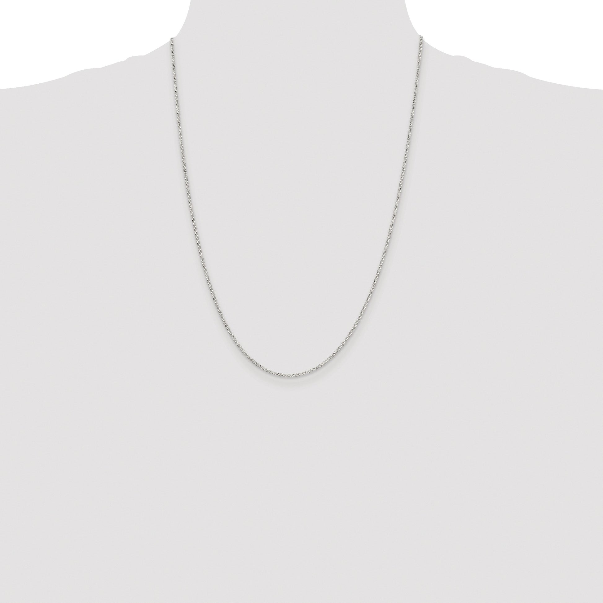 Sterling Silver Rhodium-plated 1.5mm Diamond-cut Rolo Cable Chain
