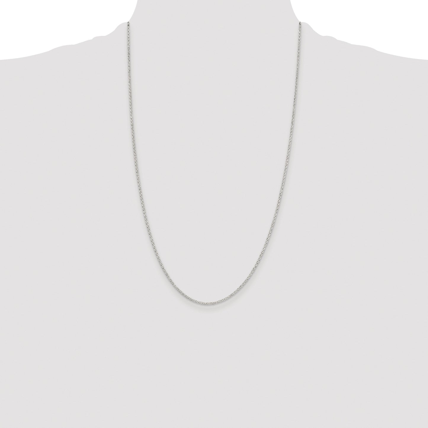 Sterling Silver Rhodium-plated 1.5mm Diamond-cut Rolo Cable Chain