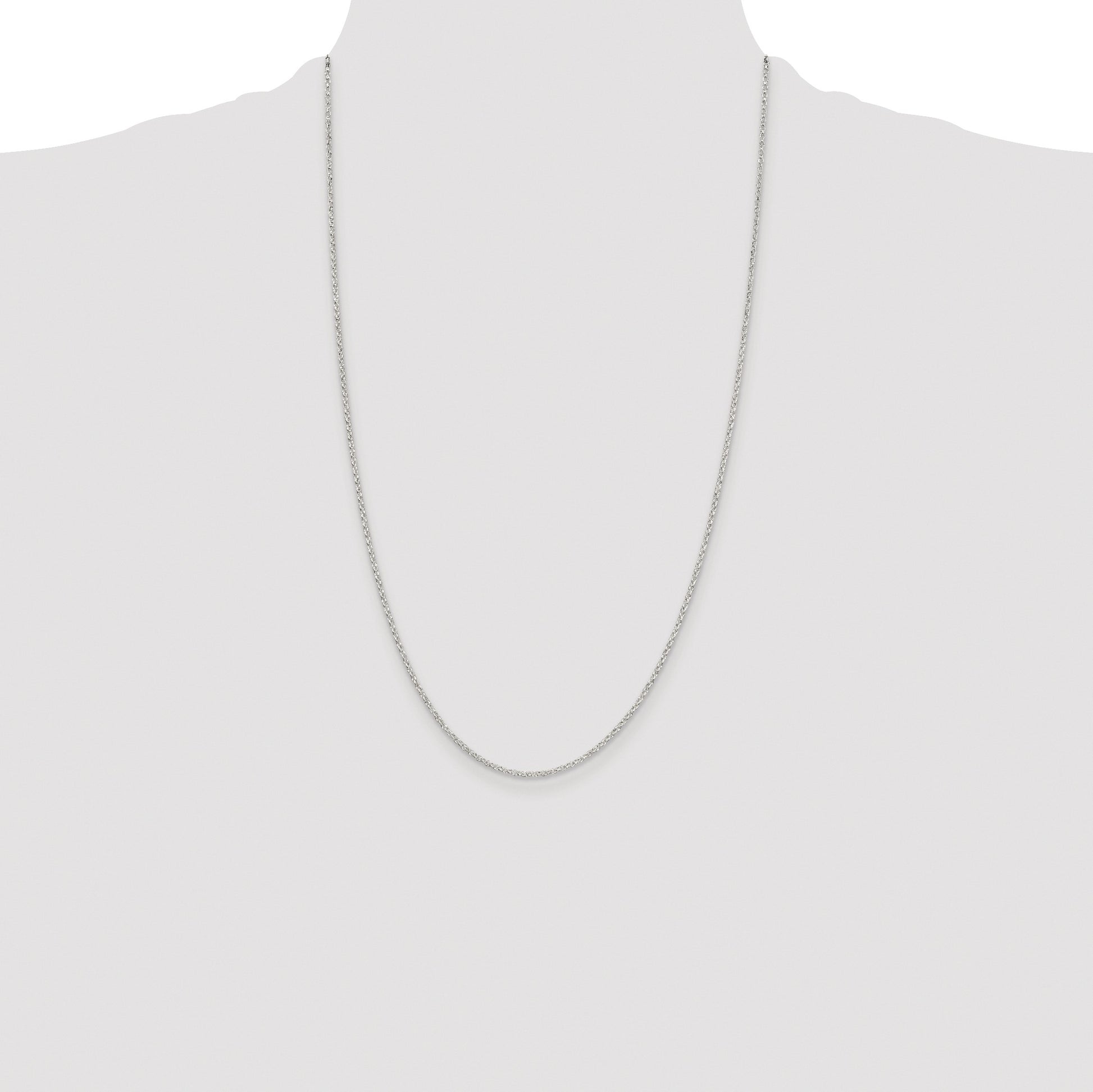 Sterling Silver Rhodium-plated 1.5mm Diamond-cut Rolo Cable Chain