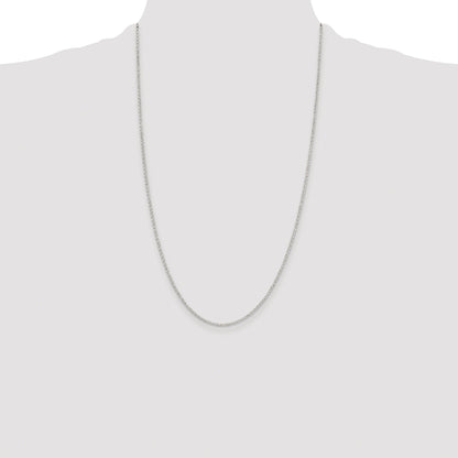 Sterling Silver Rhodium-plated 1.5mm Diamond-cut Rolo Cable Chain