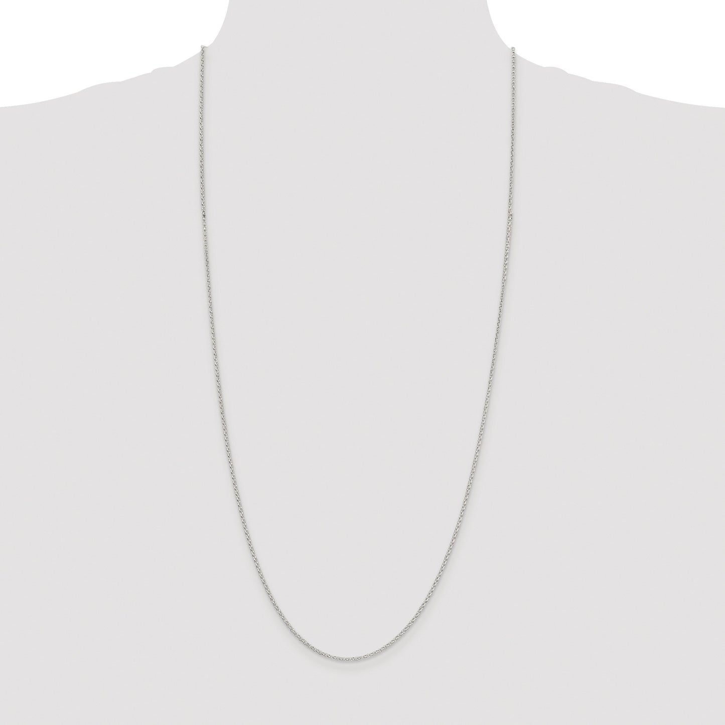 Sterling Silver Rhodium-plated 1.5mm Diamond-cut Rolo Cable Chain