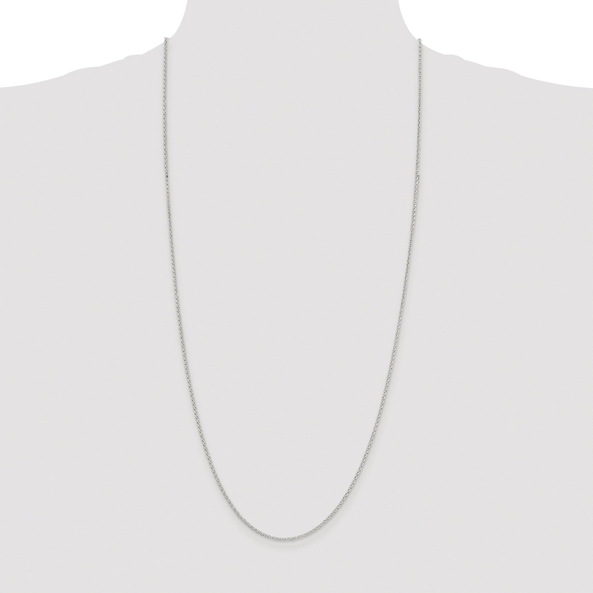 Sterling Silver Rhodium-plated 1.5mm Diamond-cut Rolo Cable Chain