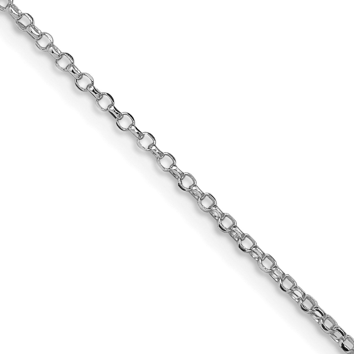 Sterling Silver Rhodium-plated 1.5mm Diamond-cut Rolo Cable Chain
