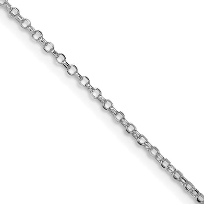 Sterling Silver Rhodium-plated 1.5mm Diamond-cut Rolo Cable Chain