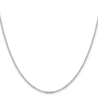 Sterling Silver Rhodium-plated 1.75mm Diamond-cut Rolo Cable Chain