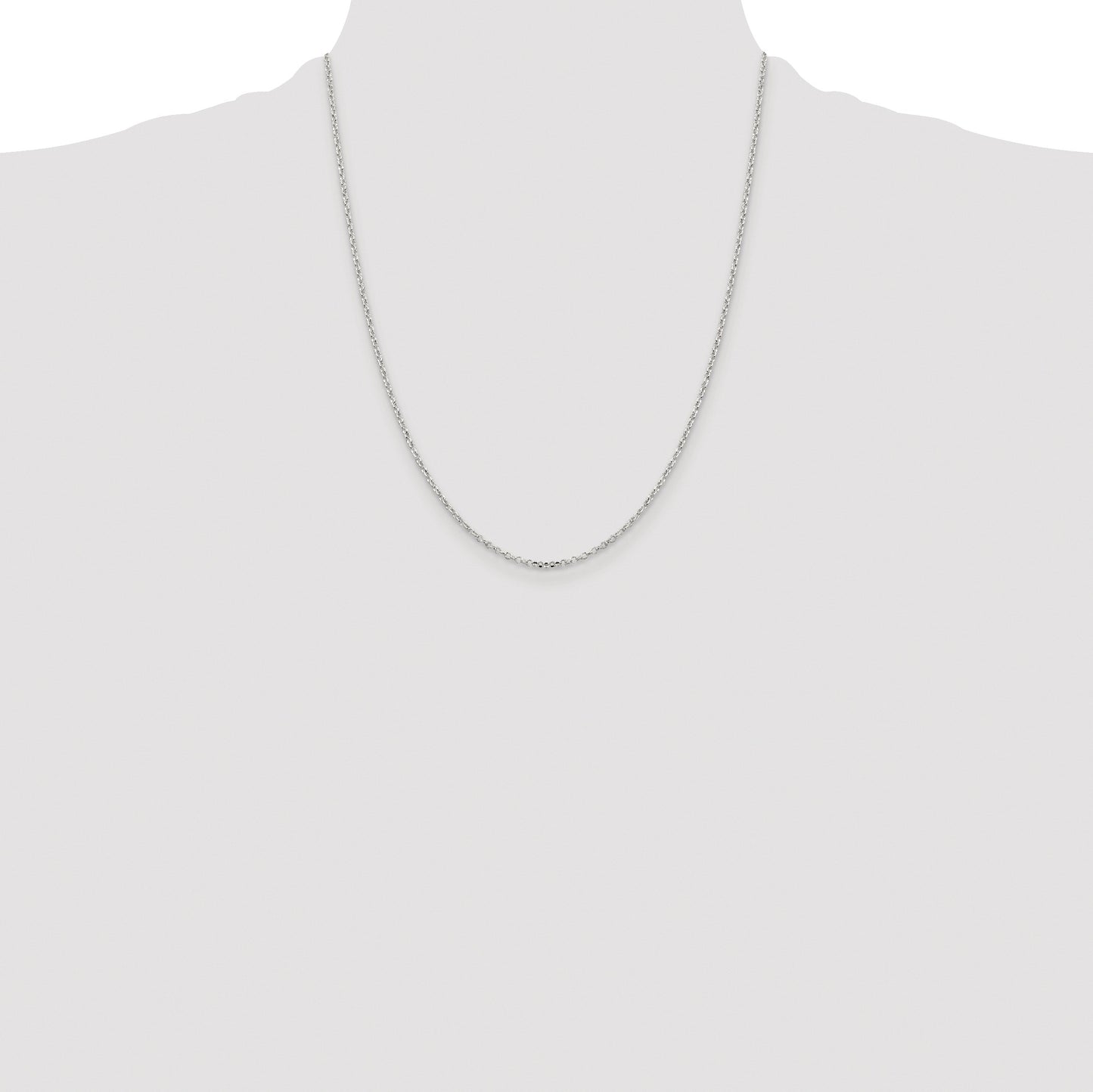 Sterling Silver Rhodium-plated 1.75mm Diamond-cut Rolo Cable Chain