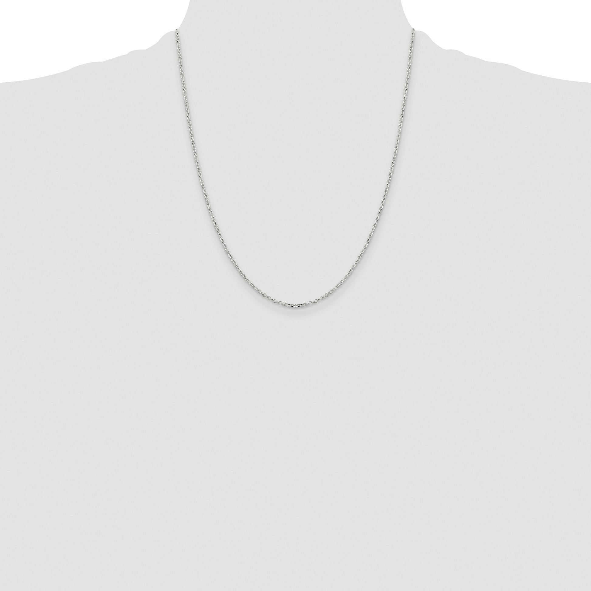 Sterling Silver Rhodium-plated 1.75mm Diamond-cut Rolo Cable Chain