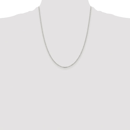 Sterling Silver Rhodium-plated 1.75mm Diamond-cut Rolo Cable Chain