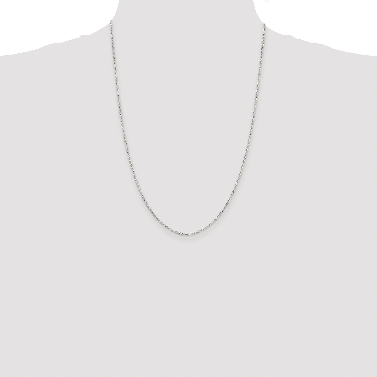Sterling Silver Rhodium-plated 1.75mm Diamond-cut Rolo Cable Chain