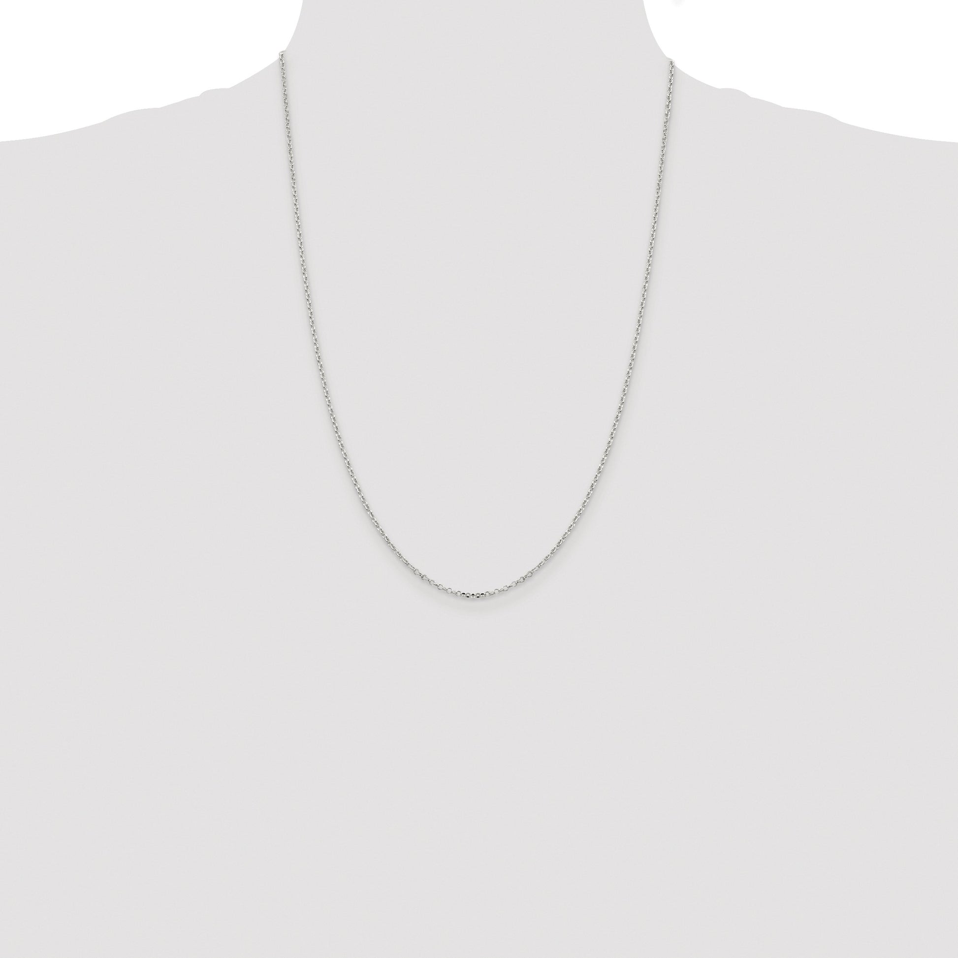 Sterling Silver Rhodium-plated 1.75mm Diamond-cut Rolo Cable Chain