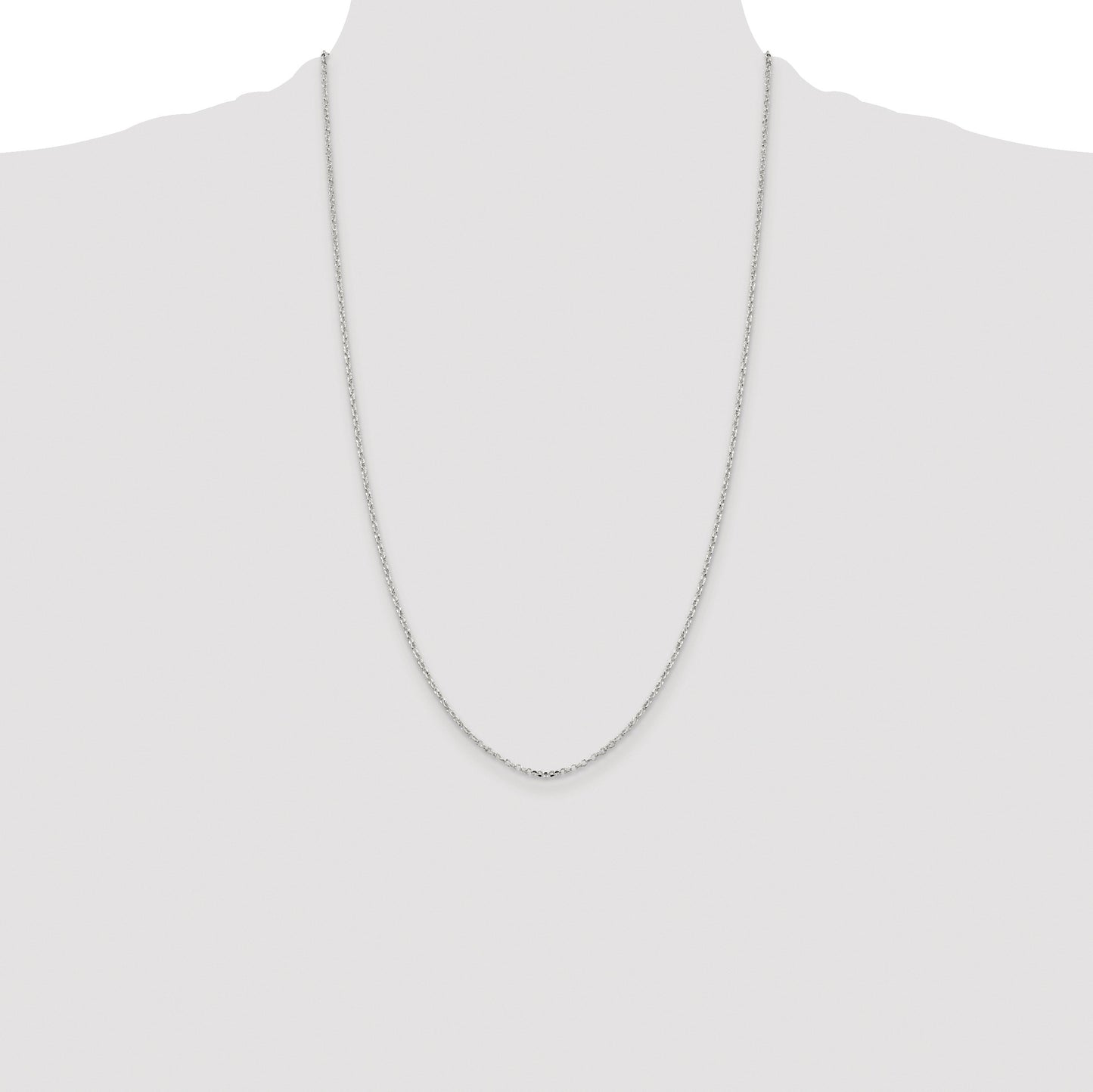 Sterling Silver Rhodium-plated 1.75mm Diamond-cut Rolo Cable Chain
