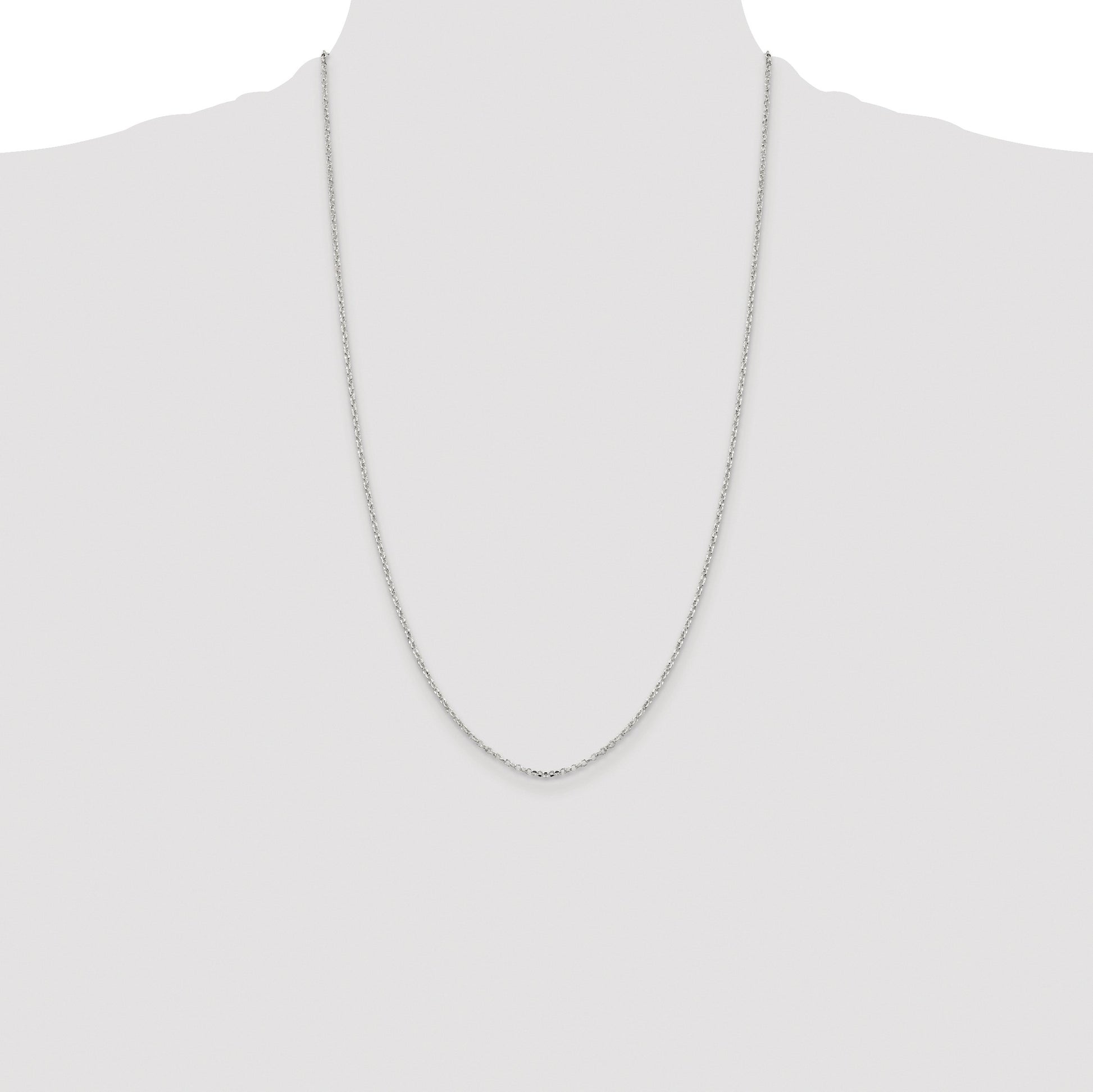 Sterling Silver Rhodium-plated 1.75mm Diamond-cut Rolo Cable Chain