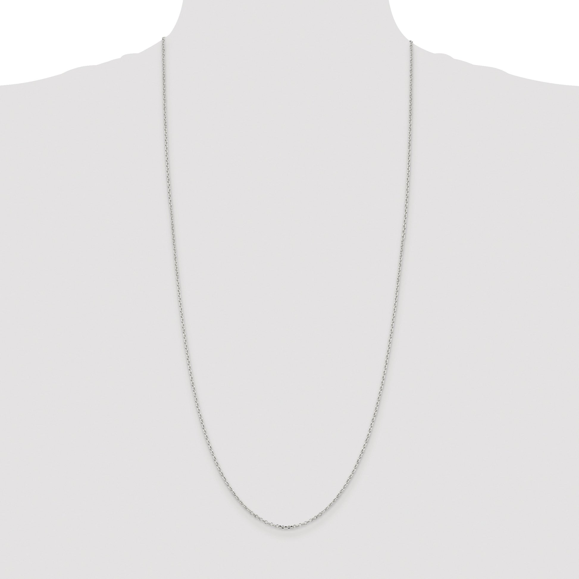 Sterling Silver Rhodium-plated 1.75mm Diamond-cut Rolo Cable Chain