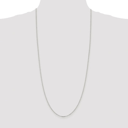 Sterling Silver Rhodium-plated 1.75mm Diamond-cut Rolo Cable Chain