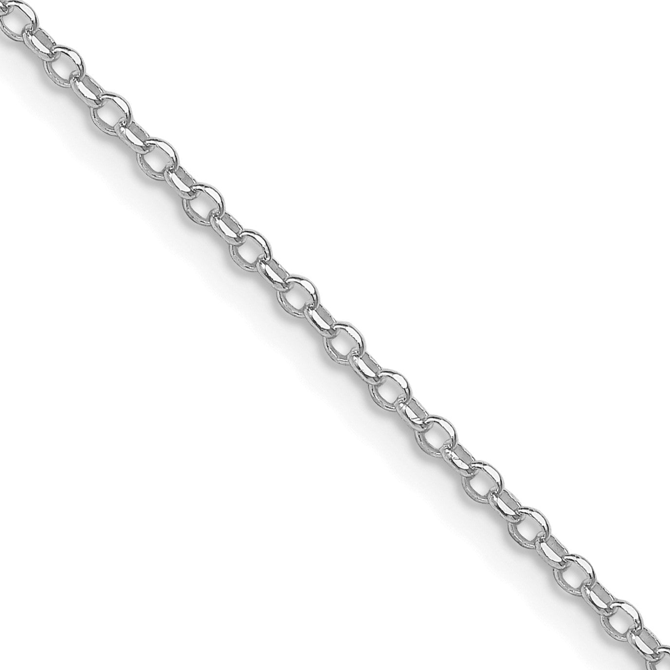Sterling Silver Rh-plated 1.75mm Diamond-cut w/2in ext. Rolo Cable Chain