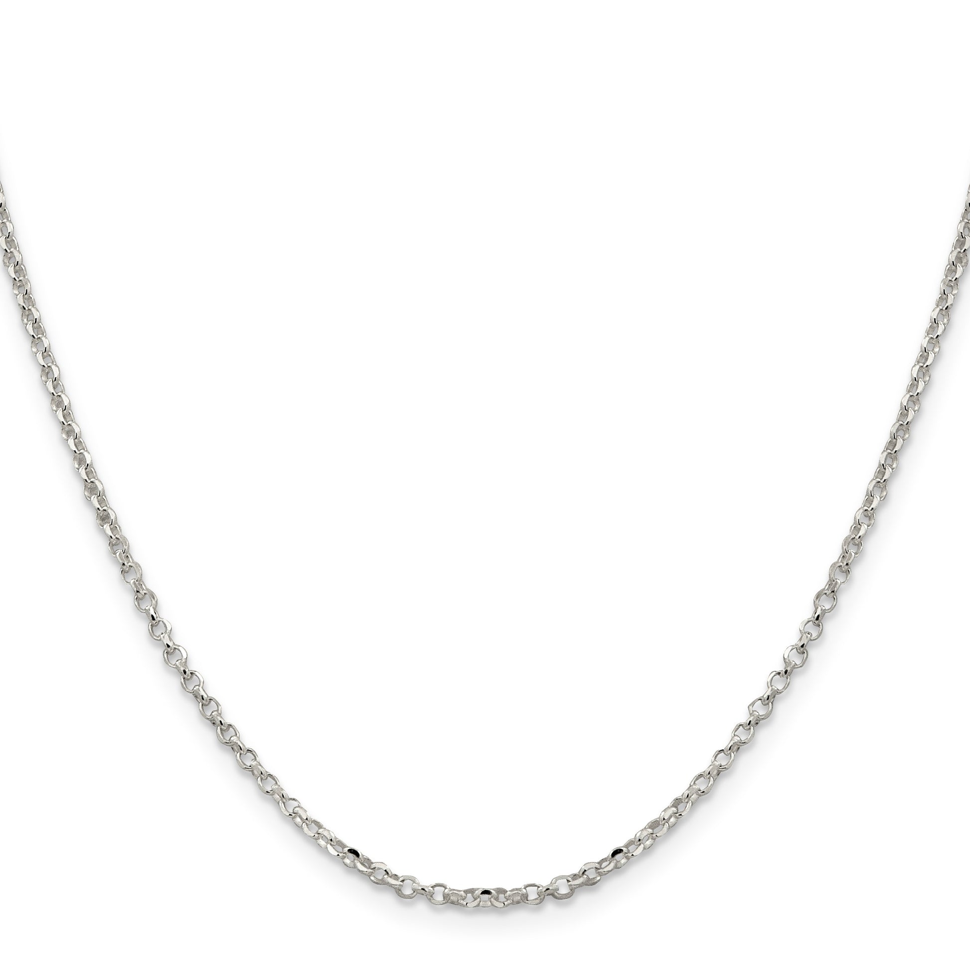 Sterling Silver 2.2mm Diamond-cut w/2in ext. Rolo Cable Chain