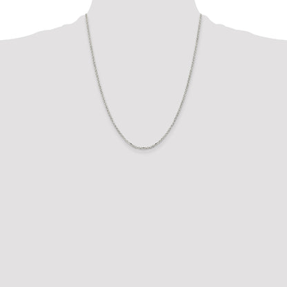 Sterling Silver 2.2mm Diamond-cut Rolo Cable Chain