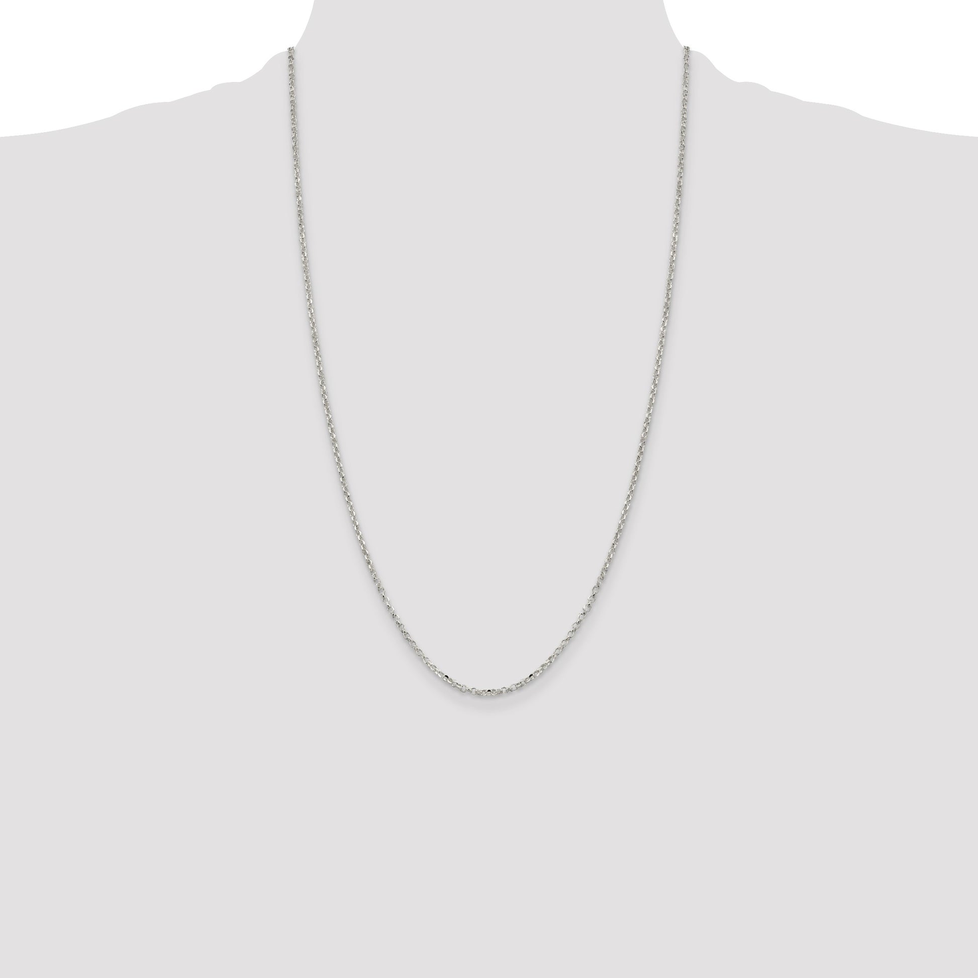 Sterling Silver 2.2mm Diamond-cut Rolo Cable Chain