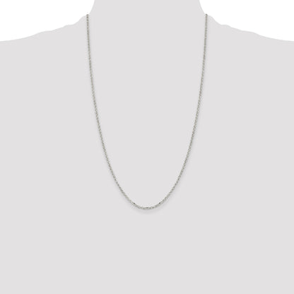 Sterling Silver 2.2mm Diamond-cut Rolo Cable Chain
