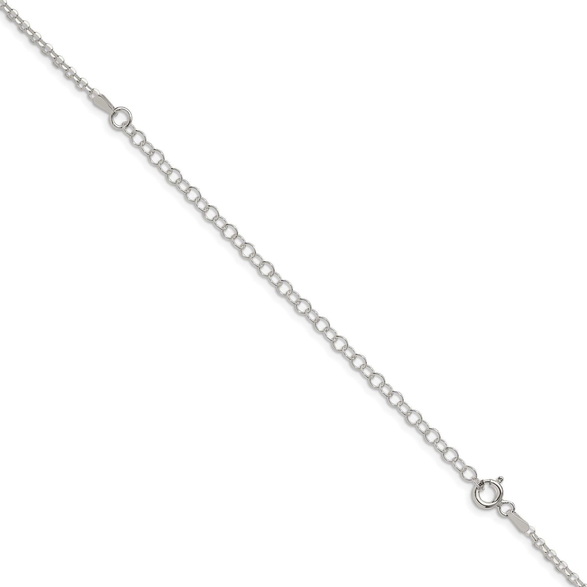 Sterling Silver 2.2mm Diamond-cut w/4in ext. Rolo Cable Chain