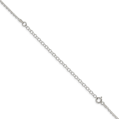 Sterling Silver 2.2mm Diamond-cut w/4in ext. Rolo Cable Chain