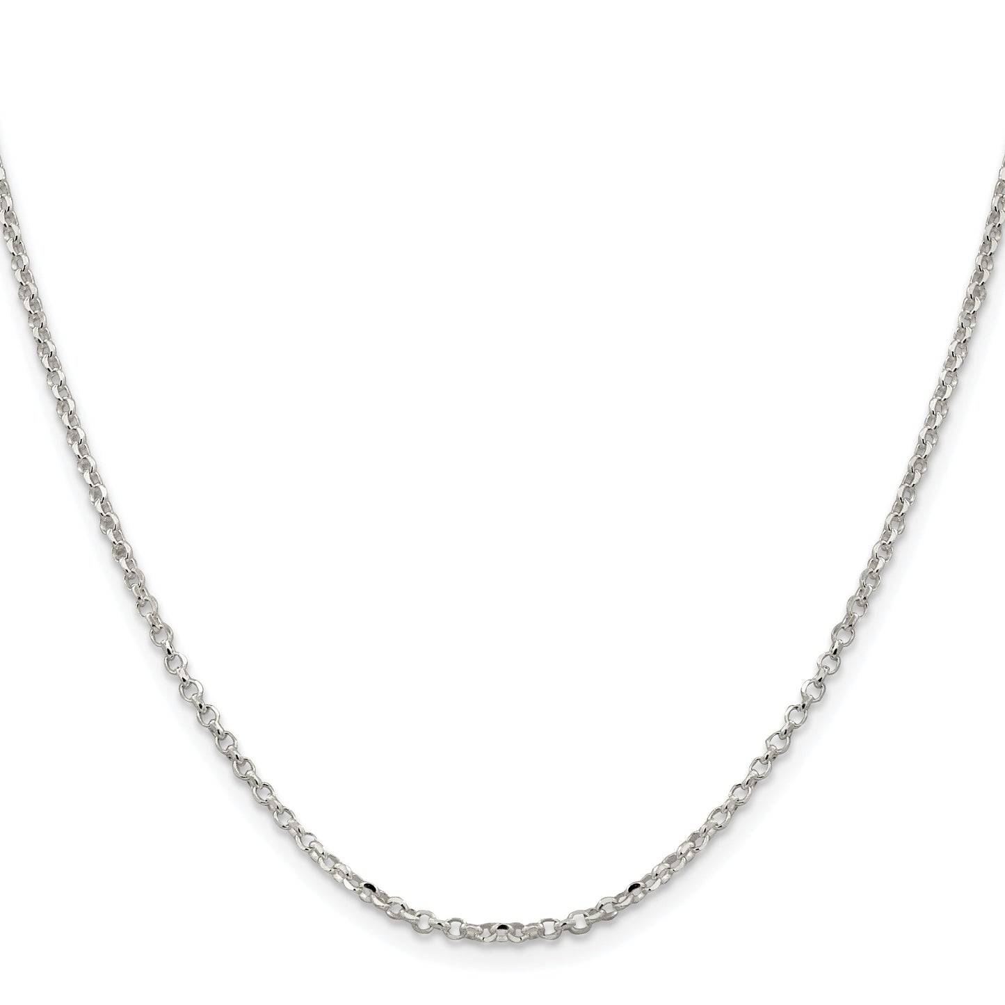 Sterling Silver Rhodium-plated 2.2mm Diamond-cut Rolo Cable Chain
