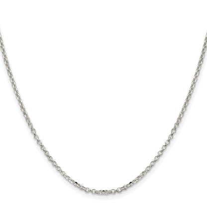 Sterling Silver Rhodium-plated 2.2mm Diamond-cut Rolo Cable Chain