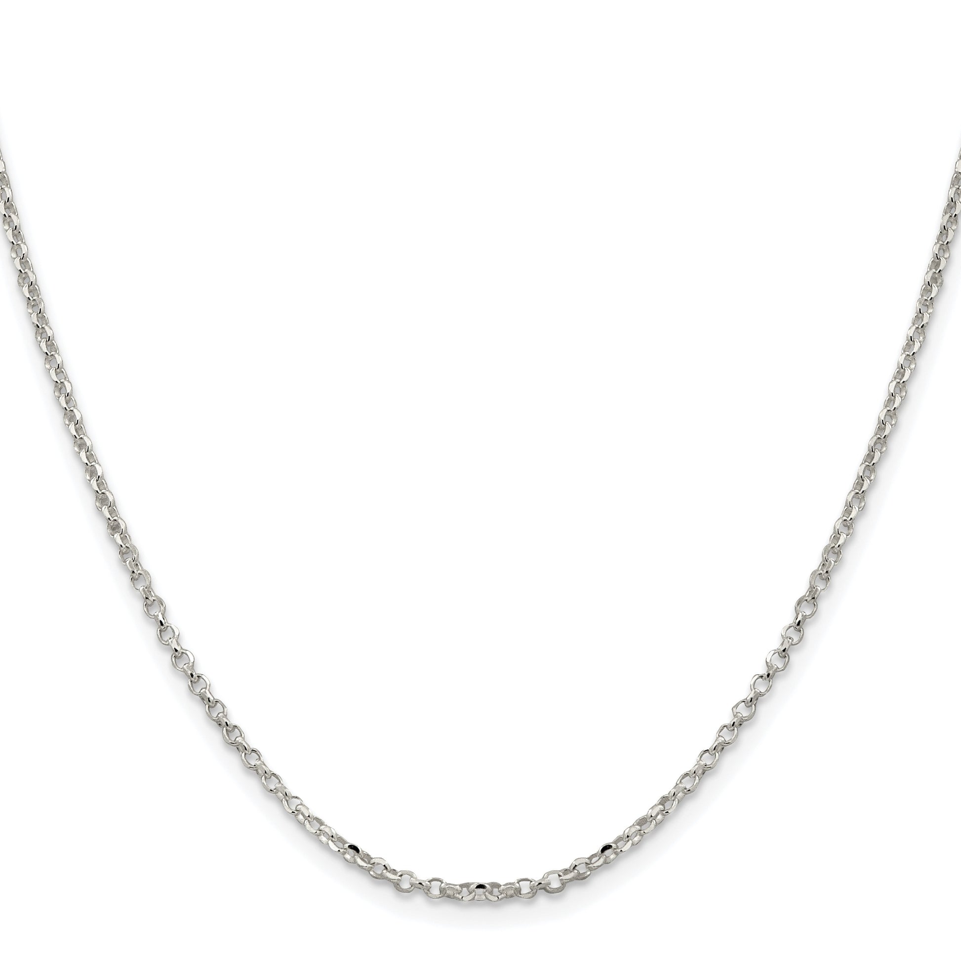 Sterling Silver Rhodium-plated 2.2mm Diamond-cut Rolo Cable Chain