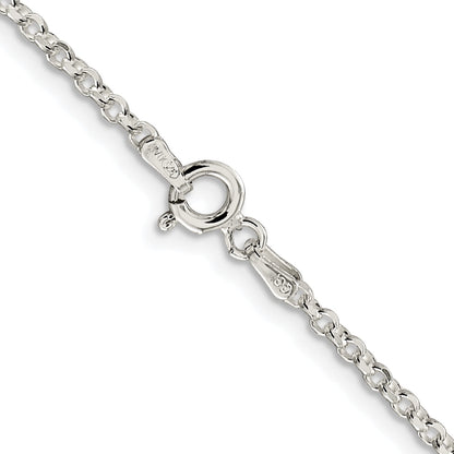 Sterling Silver Rhodium-plated 2.2mm Diamond-cut Rolo Cable Chain