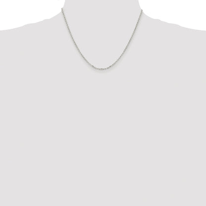 Sterling Silver Rhodium-plated 2.2mm Diamond-cut Rolo Cable Chain