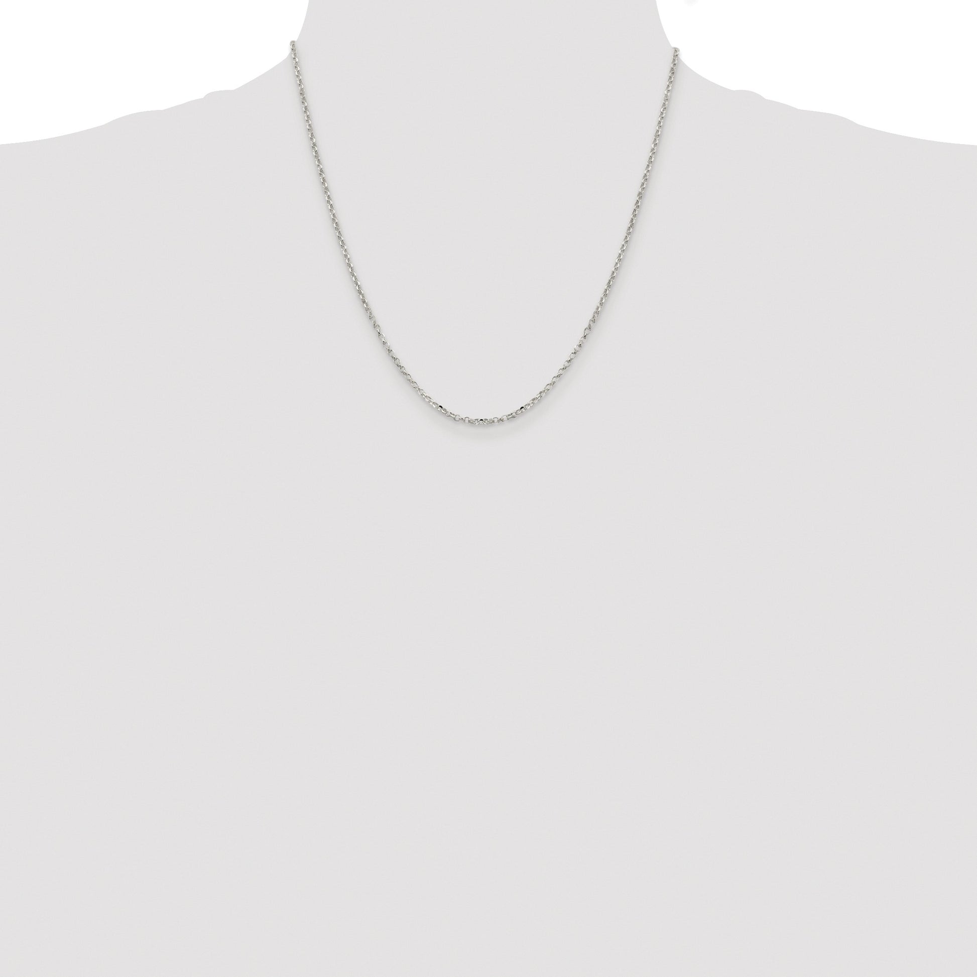 Sterling Silver Rhodium-plated 2.2mm Diamond-cut Rolo Cable Chain