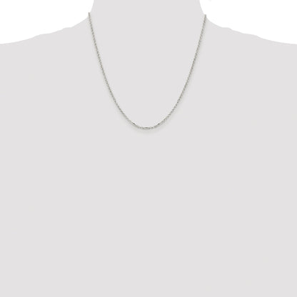 Sterling Silver Rhodium-plated 2.2mm Diamond-cut Rolo Cable Chain