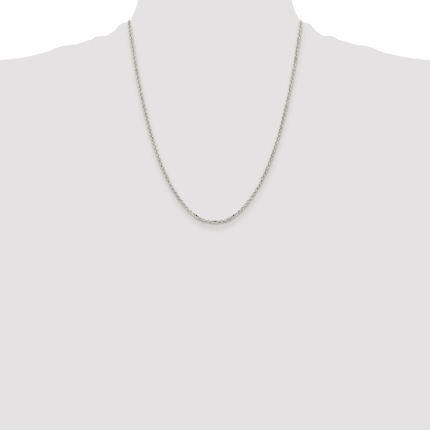 Sterling Silver Rhodium-plated 2.2mm Diamond-cut Rolo Cable Chain
